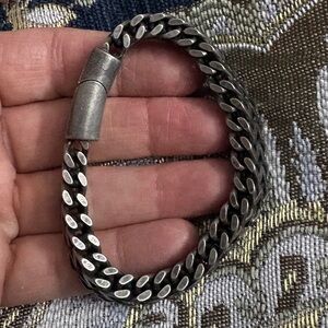 Men's Silver and Black Bracelet
